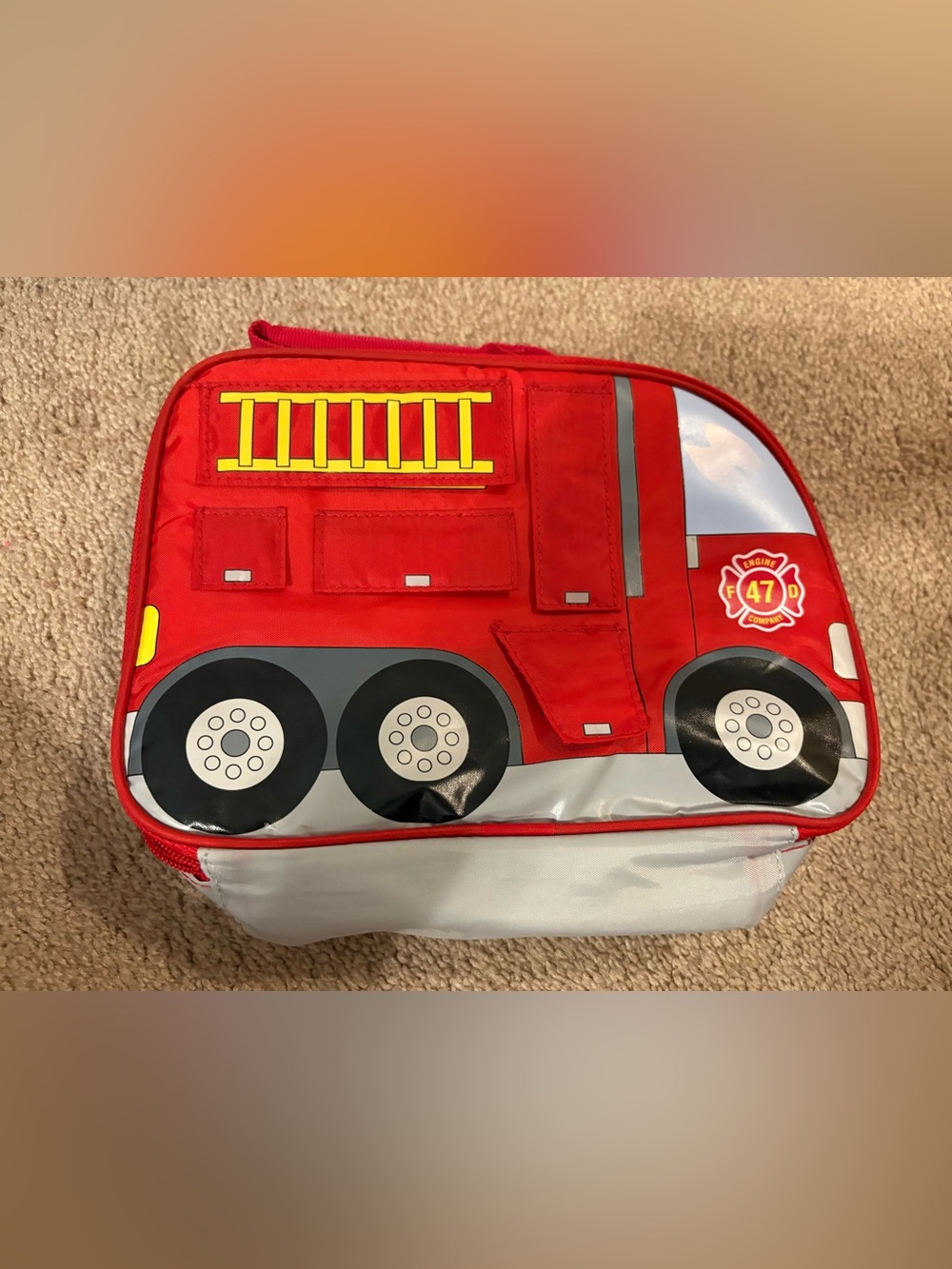 Red Fire Truck Kids Lunch Bag